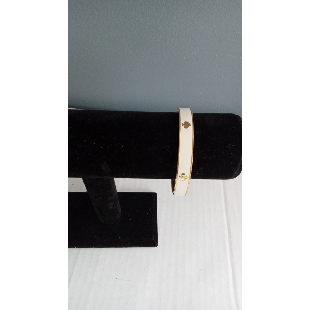 Kate Spade Bangle Bracelet Gold Spade Logo‎ Cream Enamel Designer - Picture 4 of 4